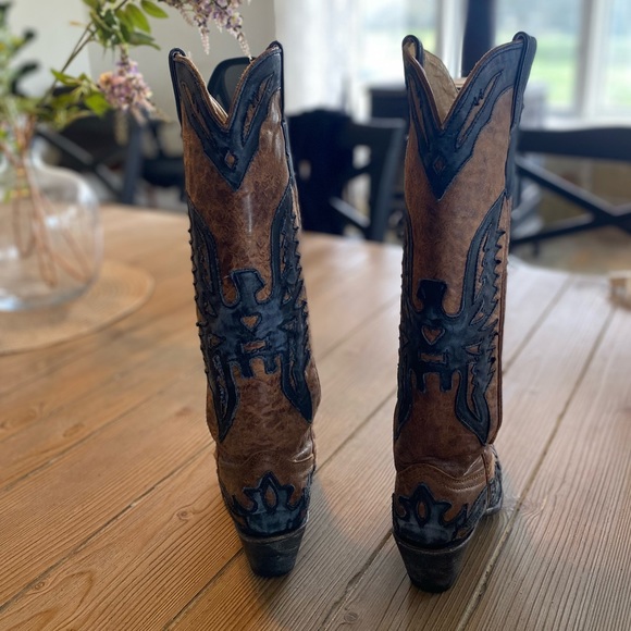 Corral Vintage Brown/Blue Tall Eagle Overlay Boots R2514 - Picture 13 of 15